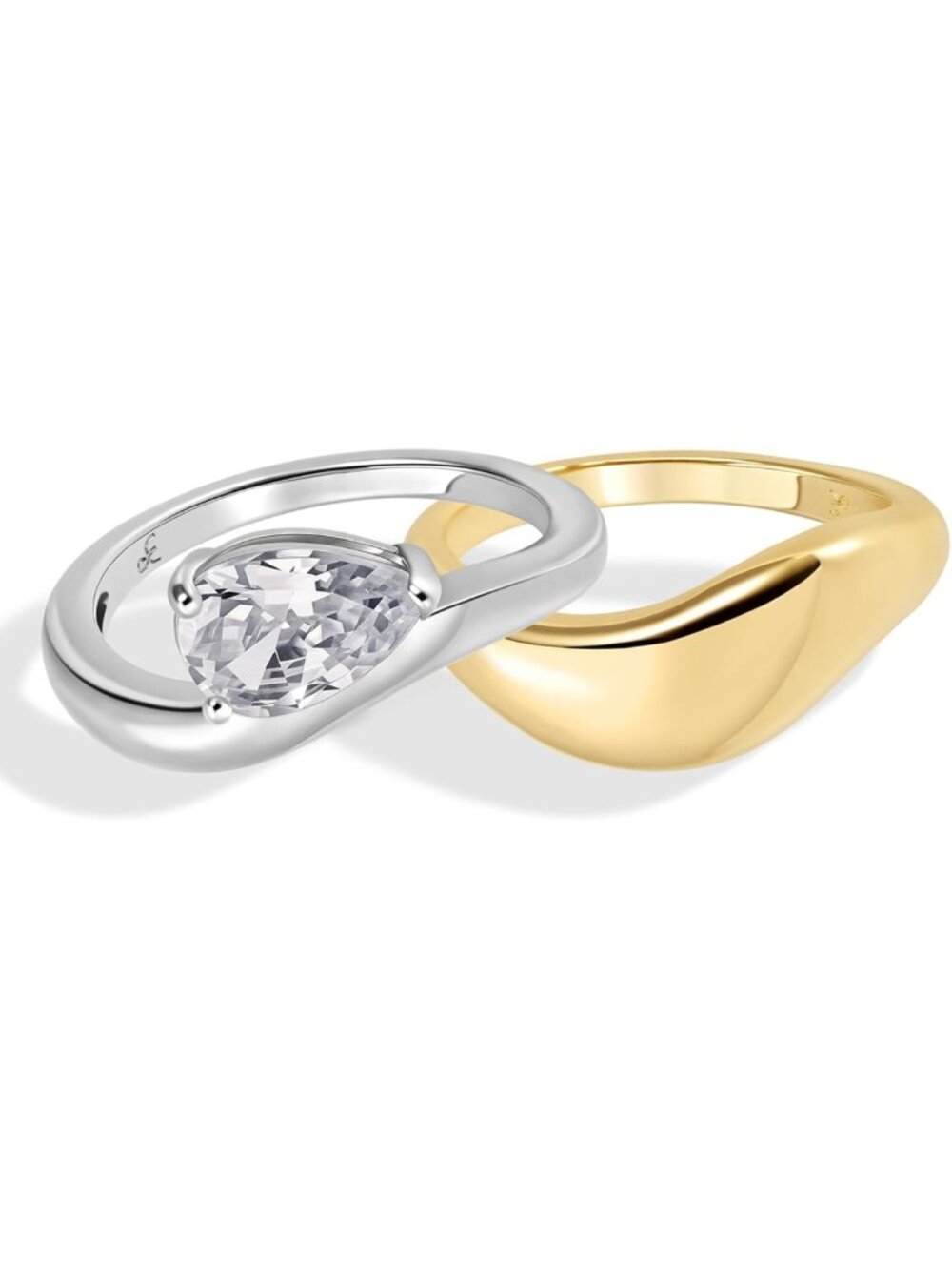 Elegant Gold Plated Pear Shaped Eternity Band Stack Ring for Women